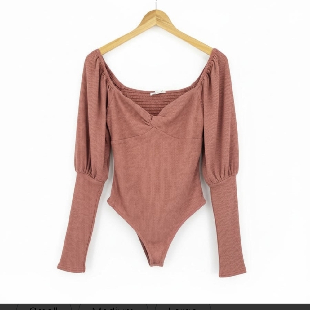 Promesa Small Canyon Rose Long Sleeve Bodysuit Boutique Top Sweetheart Neckline - Picture 3 of 5